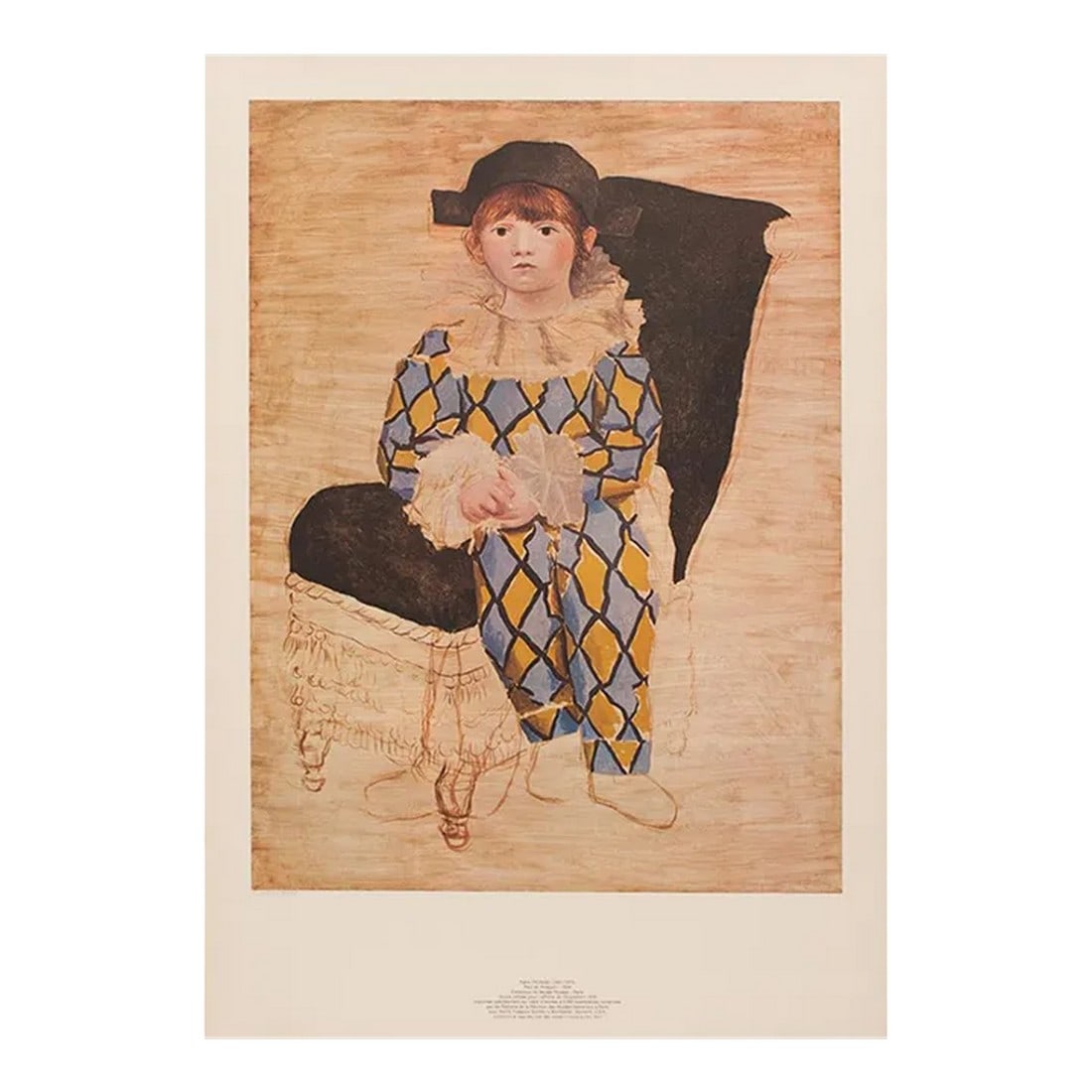 Large 1980s Picasso Museum Sealed and Numbered Poster After P. Picasso's "Paul en Arlequin" (1 of 13)