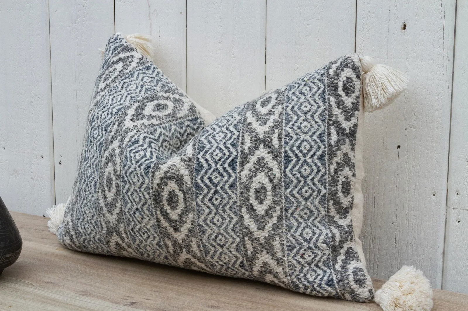 Ajarkh Blue Nomadic Moroccan Lumbar Pillow - 3