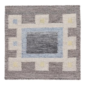 Modern Swedish Style Handwoven Beige/Gray Custom Wool Rug