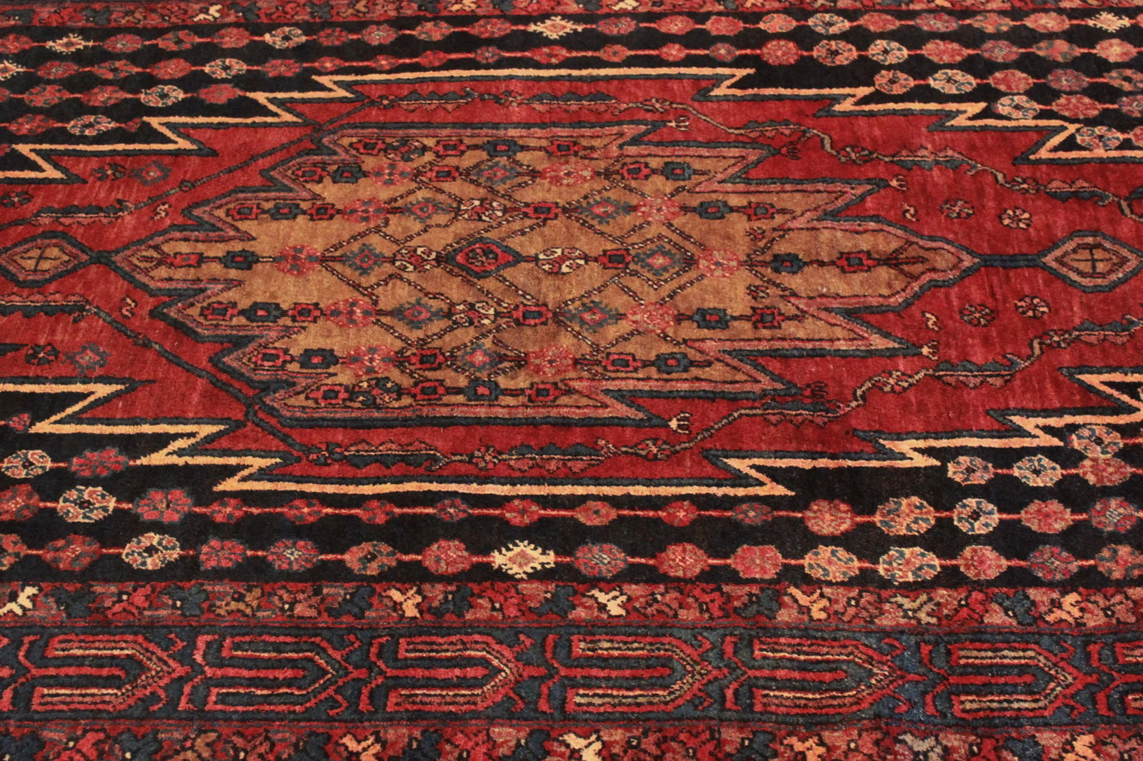 Vintage Persian Bidjar Handmade Red Medallion Wool Rug - 4