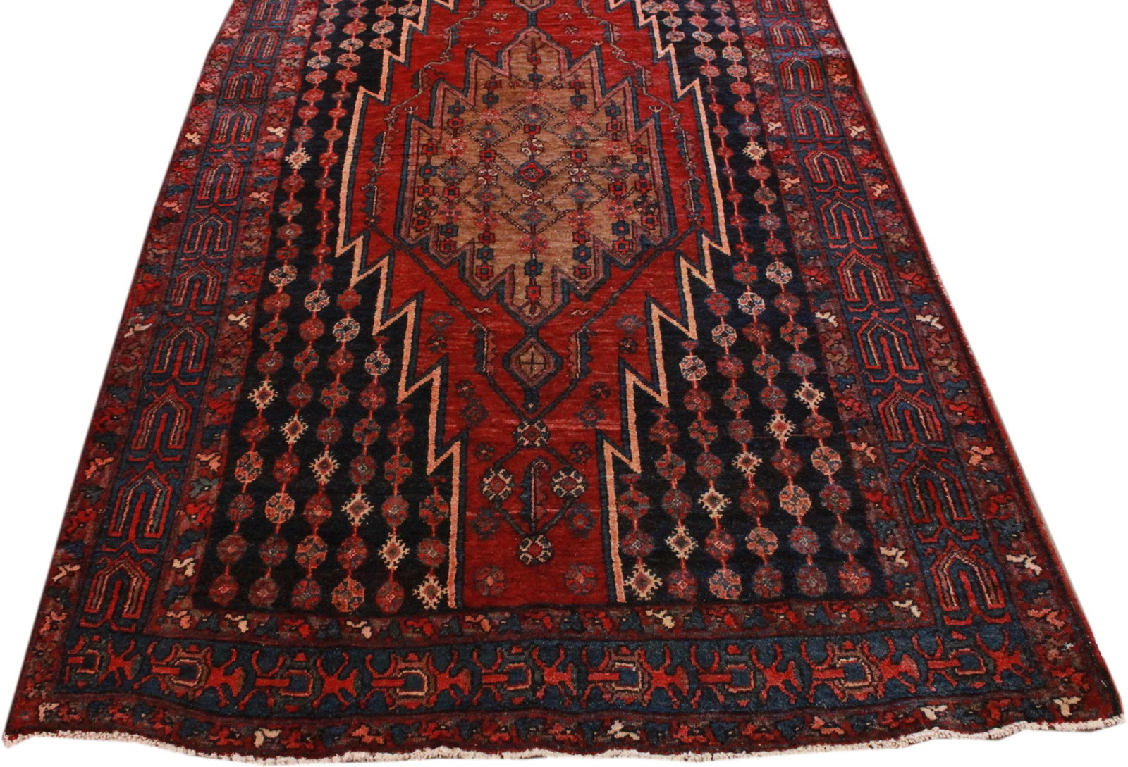 Vintage Persian Bidjar Handmade Red Medallion Wool Rug - 5