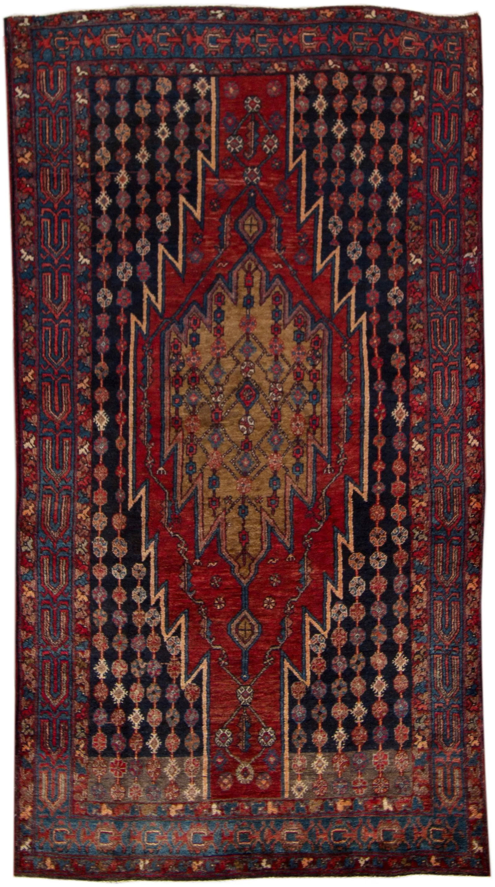 Vintage Persian Bidjar Handmade Red Medallion Wool Rug - 6