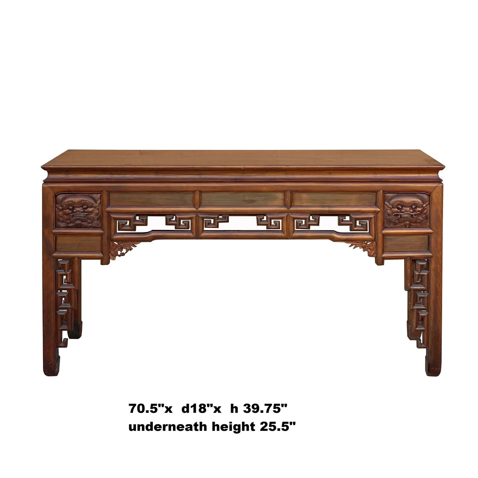 Chinese Vintage Wood Foo Dog Scroll Motif Tall Console Altar Table - 2