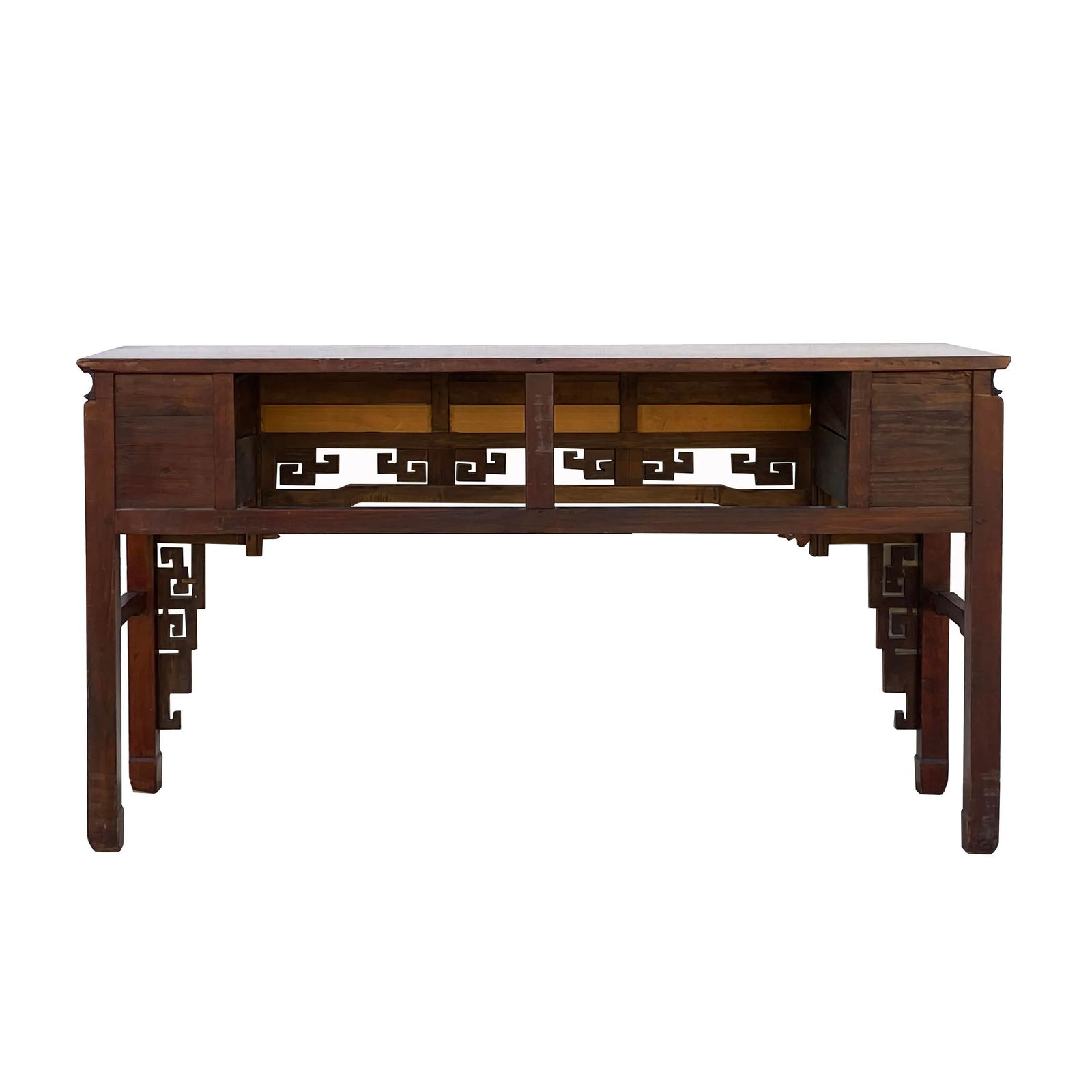 Chinese Vintage Wood Foo Dog Scroll Motif Tall Console Altar Table - 7