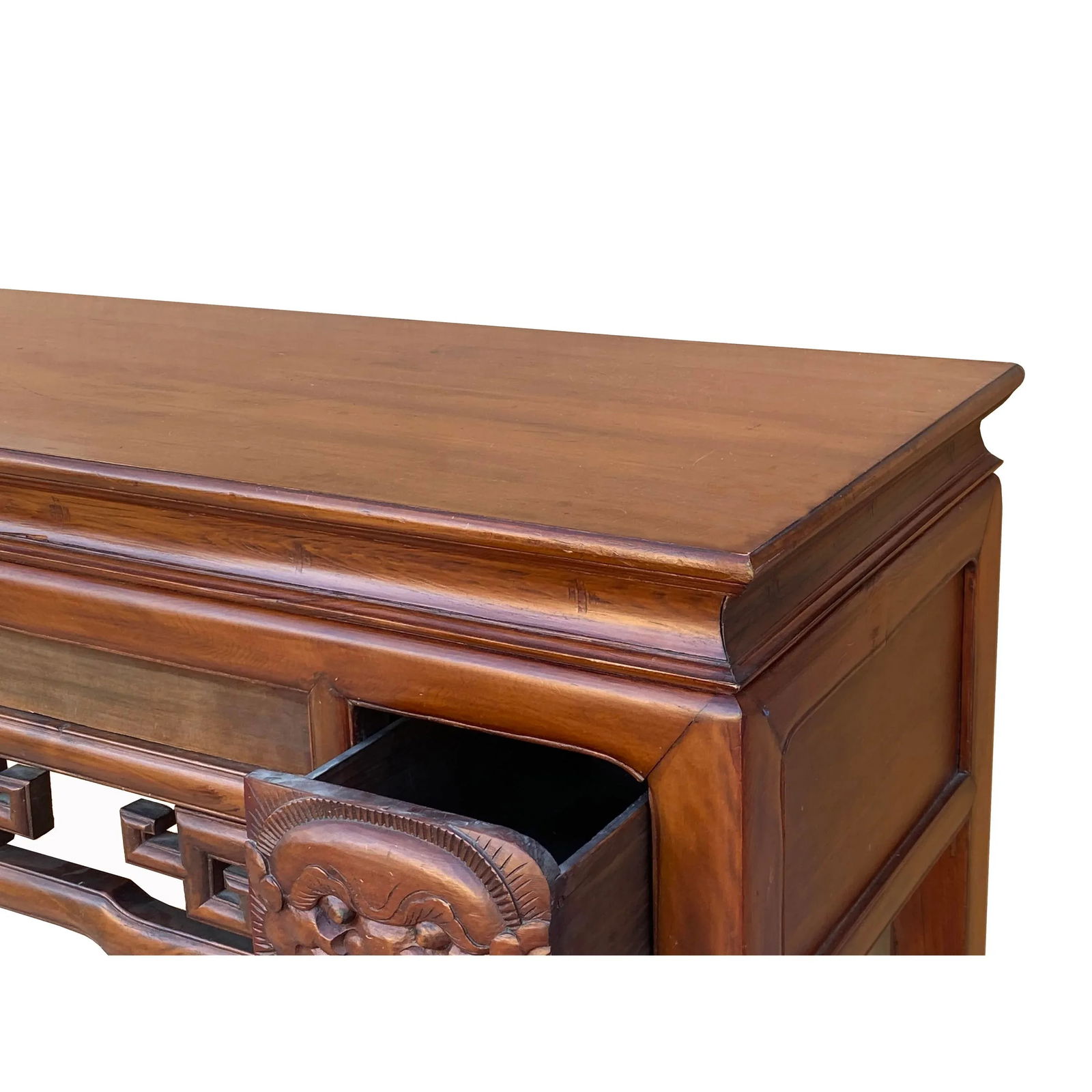 Chinese Vintage Wood Foo Dog Scroll Motif Tall Console Altar Table - 9