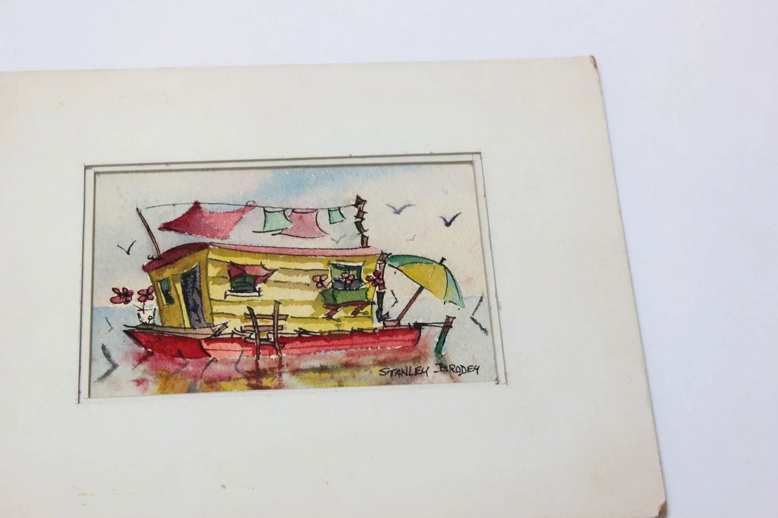 Set of Three Stanley C. Brodey "Houseboat" Watercolors - 2
