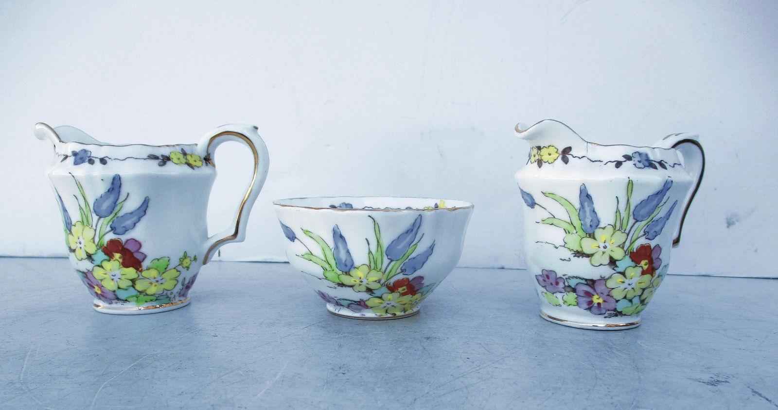 1930s Crown Staffordshire Demitasse Sugar and Creamers Set- 3 Pieces - 2