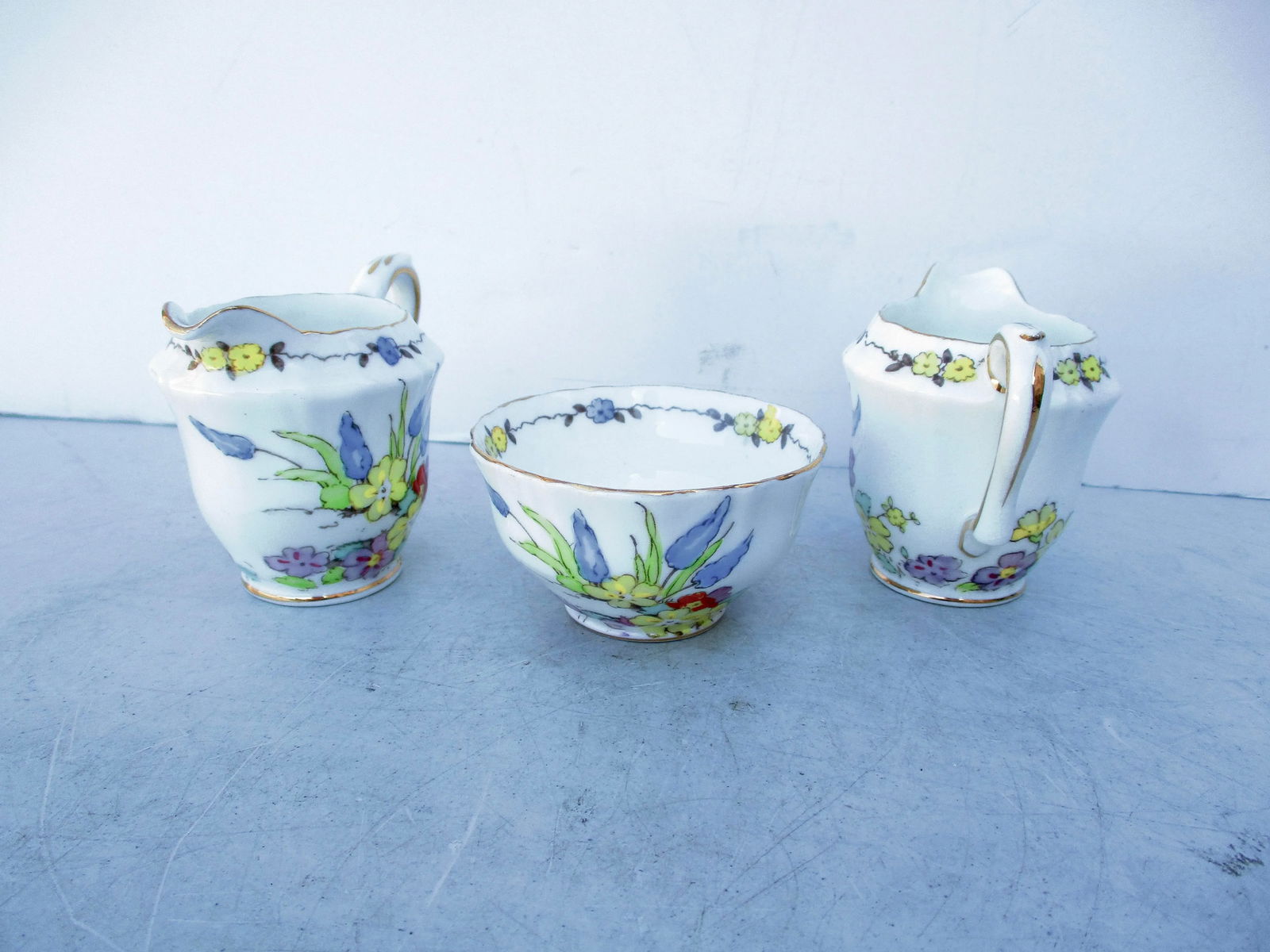 1930s Crown Staffordshire Demitasse Sugar and Creamers Set- 3 Pieces - 4