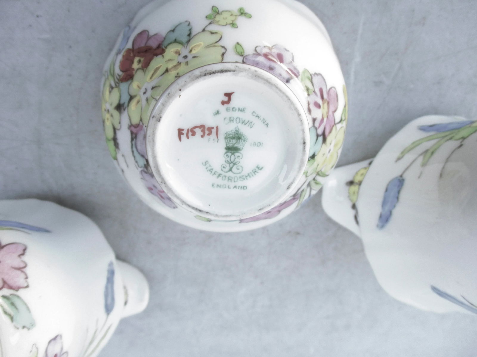 1930s Crown Staffordshire Demitasse Sugar and Creamers Set- 3 Pieces - 5