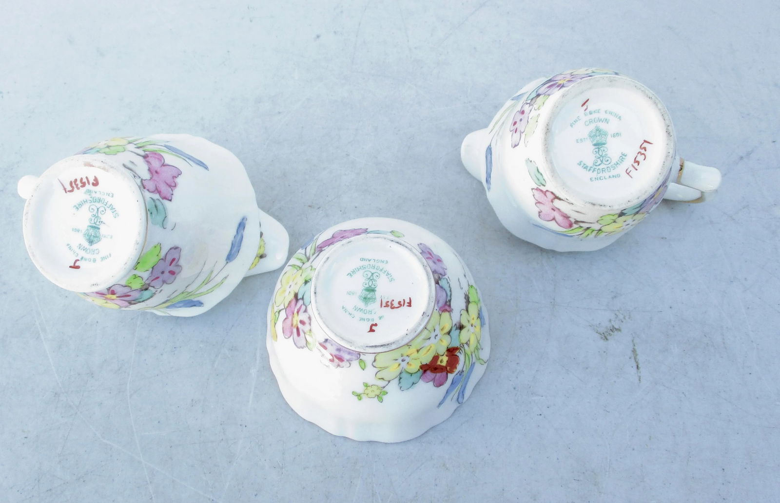 1930s Crown Staffordshire Demitasse Sugar and Creamers Set- 3 Pieces - 6