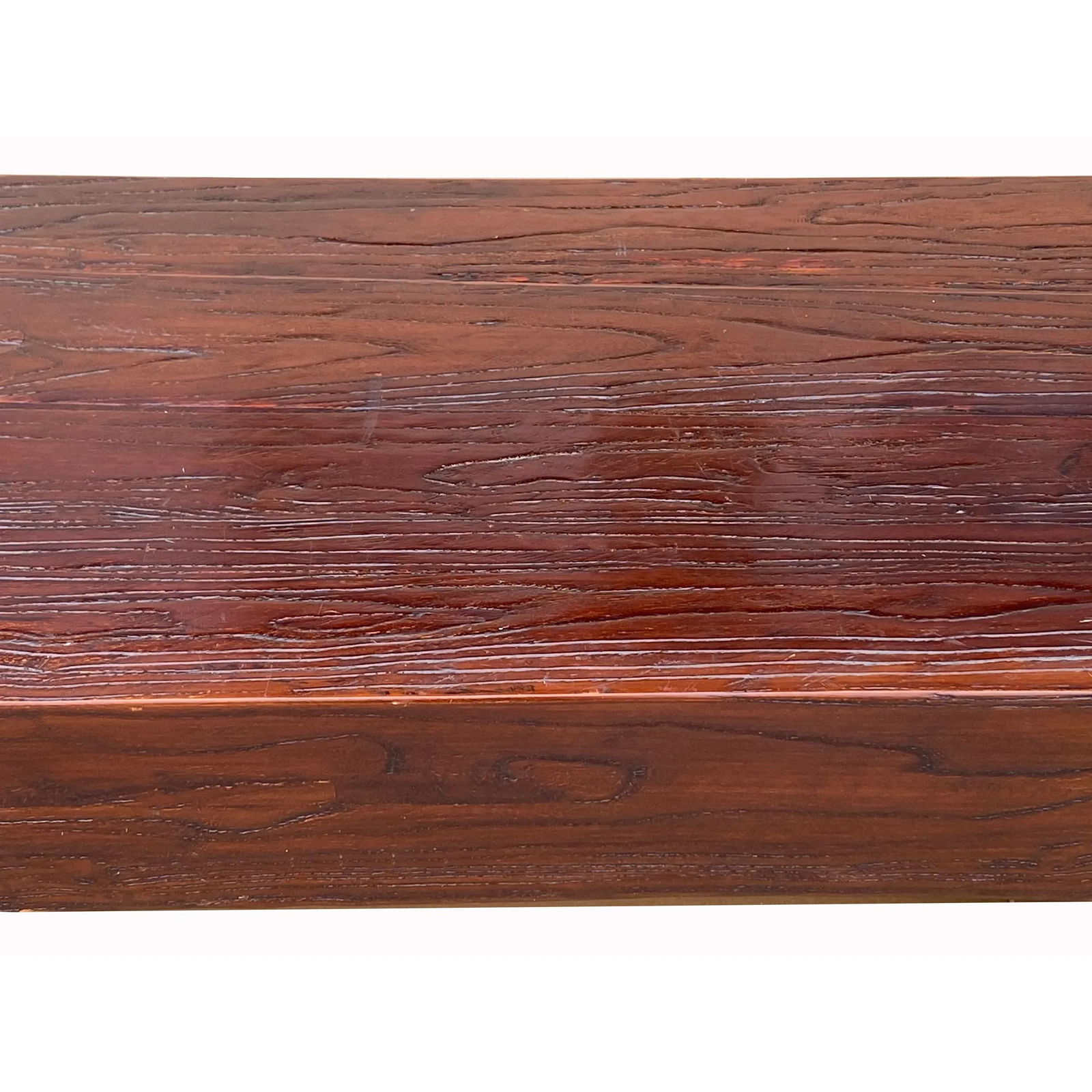 Brown Rectangular Bold Thick Wood Rough Grain Coffee Table Bench - 8