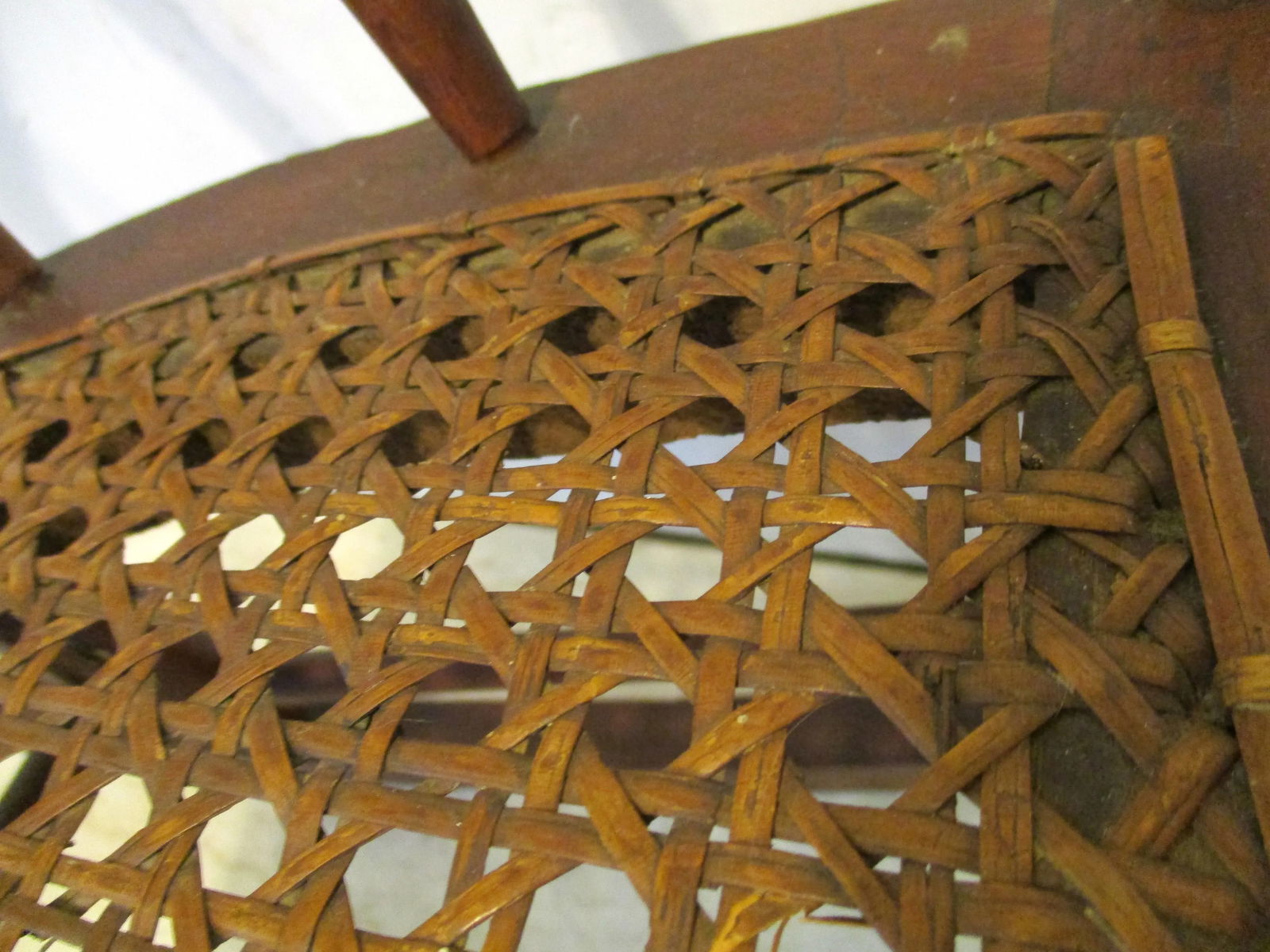 Antique Oak Curved Back Hand Woven Cane Seat Children's Rocking Chair - 12