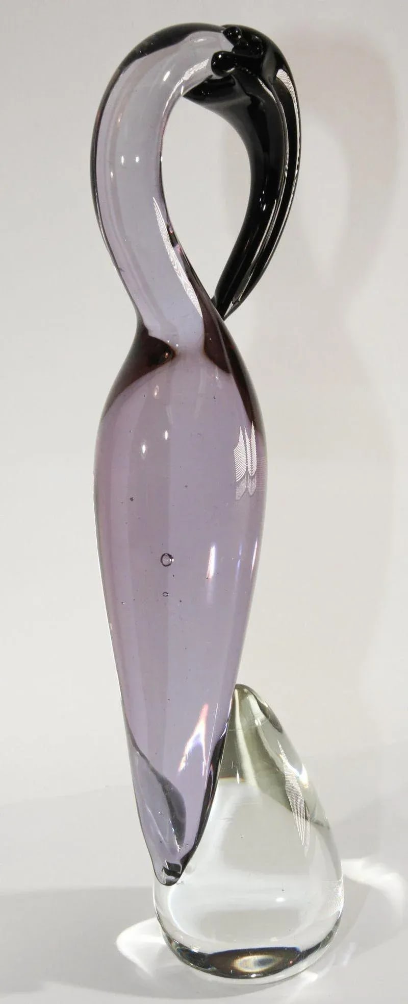 Murano Art Glass Crane Sculpture Hand Blown Venetian Italian Crystal Glass - 2
