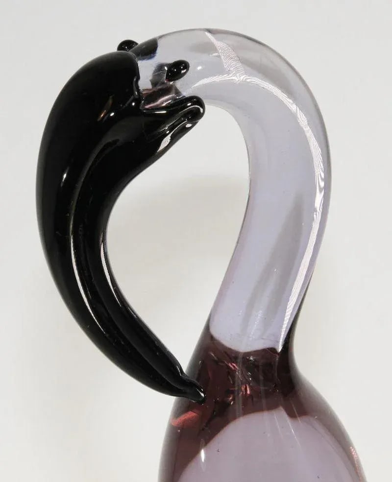 Murano Art Glass Crane Sculpture Hand Blown Venetian Italian Crystal Glass - 6
