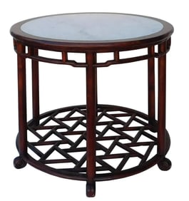 Chinese Style Round Marble Top Pedestal Table