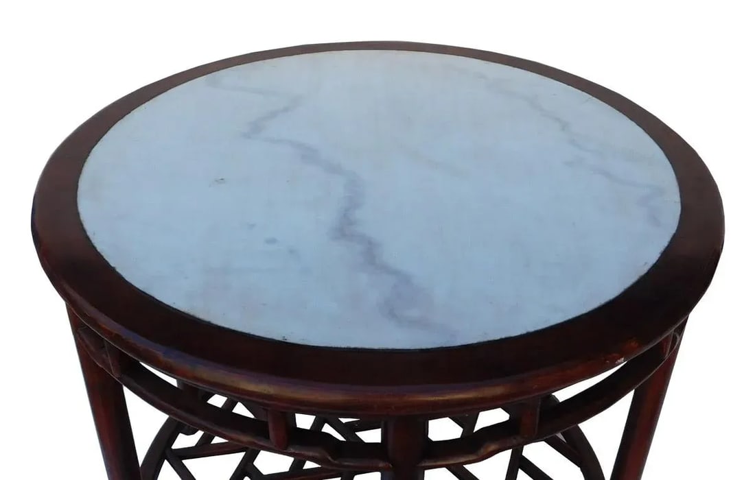 Chinese Style Round Marble Top Pedestal Table - 5
