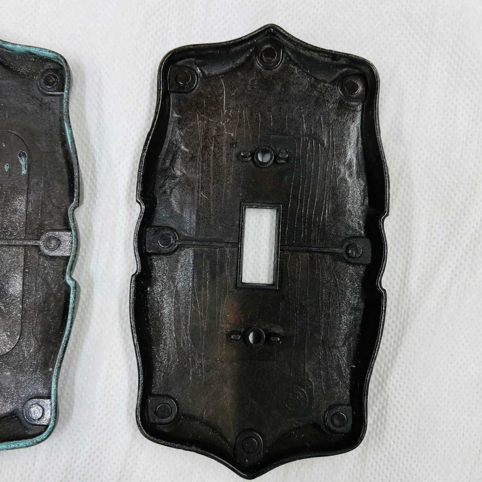 Mid Century Antique Brass Plated Scroll Switch Plates - Set of 3 - 8