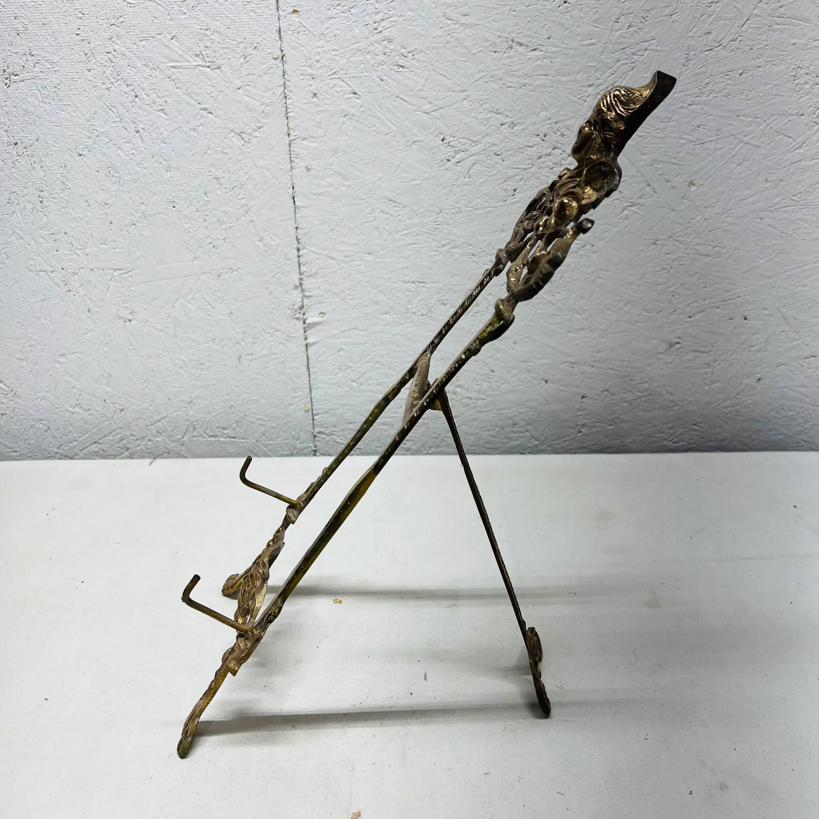 Large Brass Figural Tabletop Art Easel - 5