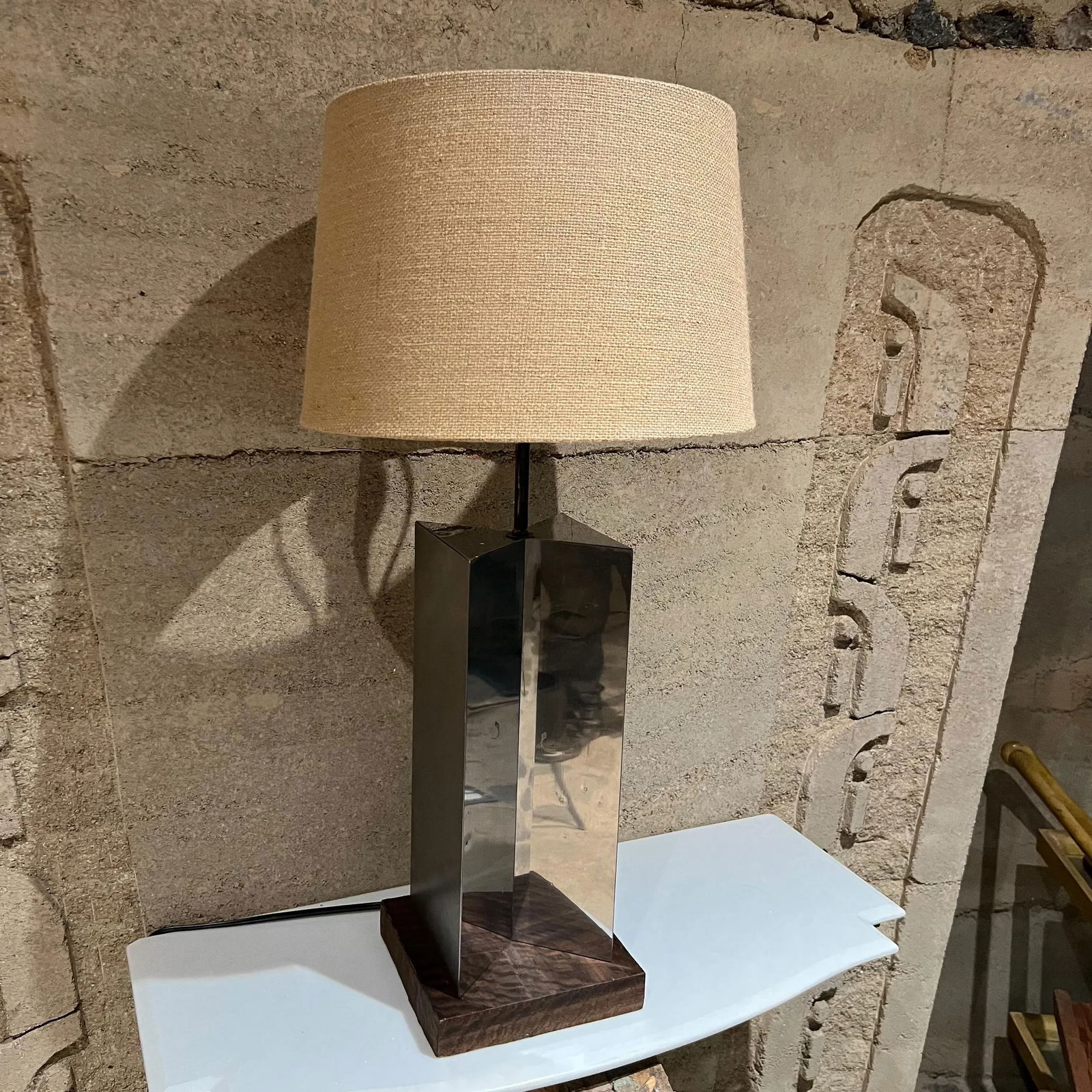 Mid-Century Geometric Modern Chrome Table Lamp Style of Paul Evans - 10