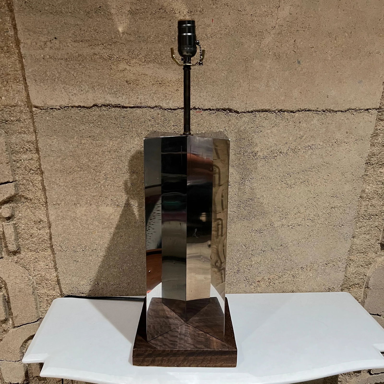 Mid-Century Geometric Modern Chrome Table Lamp Style of Paul Evans - 13