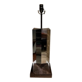 Mid-Century Geometric Modern Chrome Table Lamp Style of Paul Evans