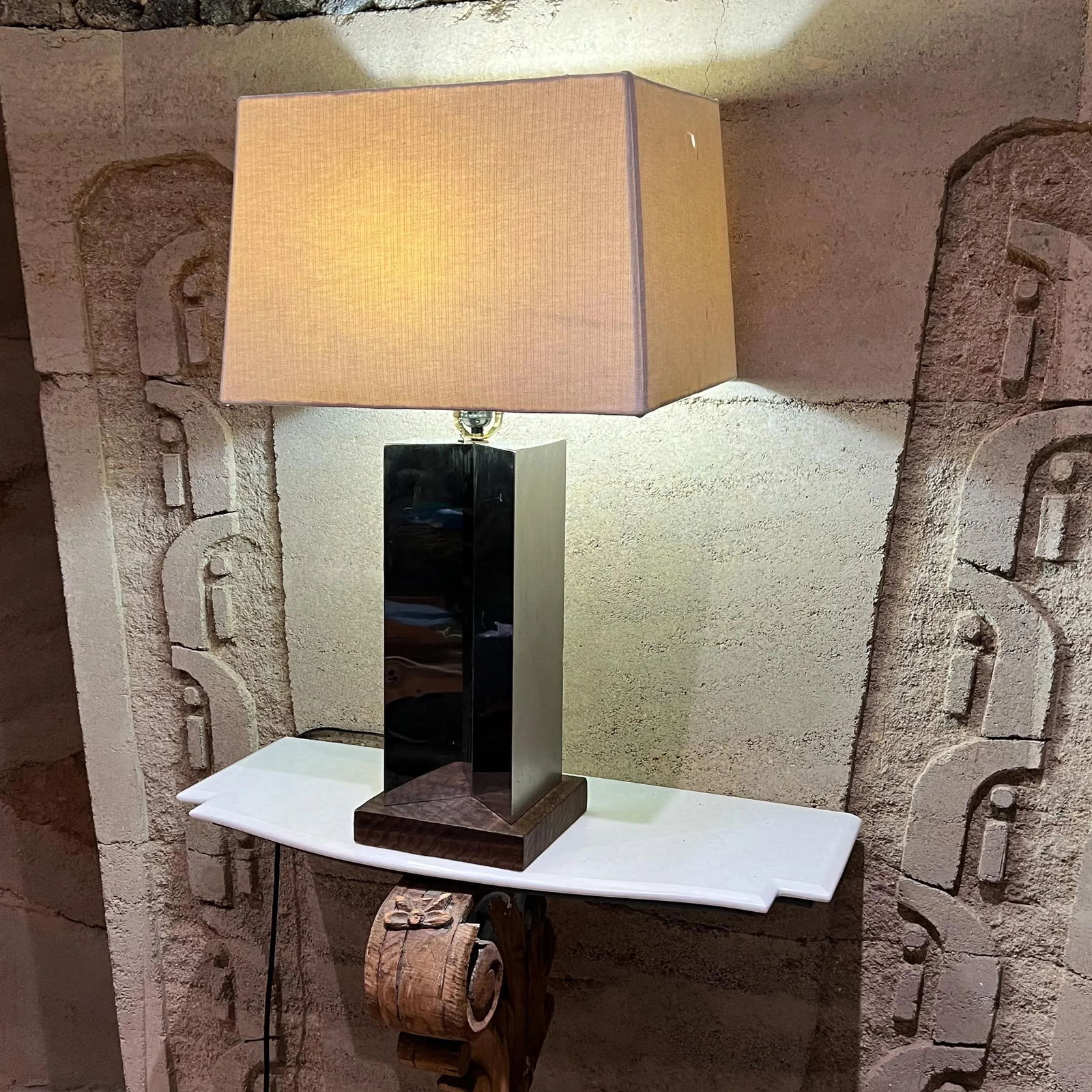 Mid-Century Geometric Modern Chrome Table Lamp Style of Paul Evans - 3