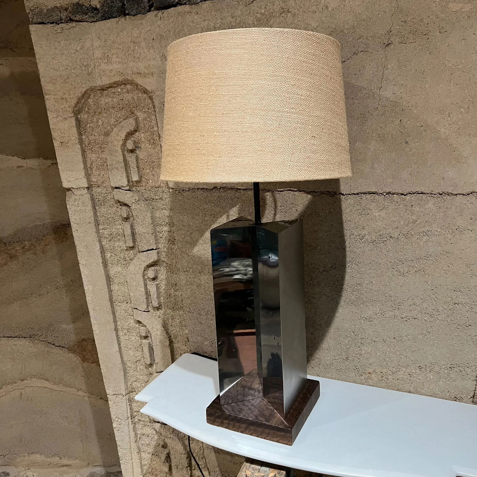 Mid-Century Geometric Modern Chrome Table Lamp Style of Paul Evans - 4