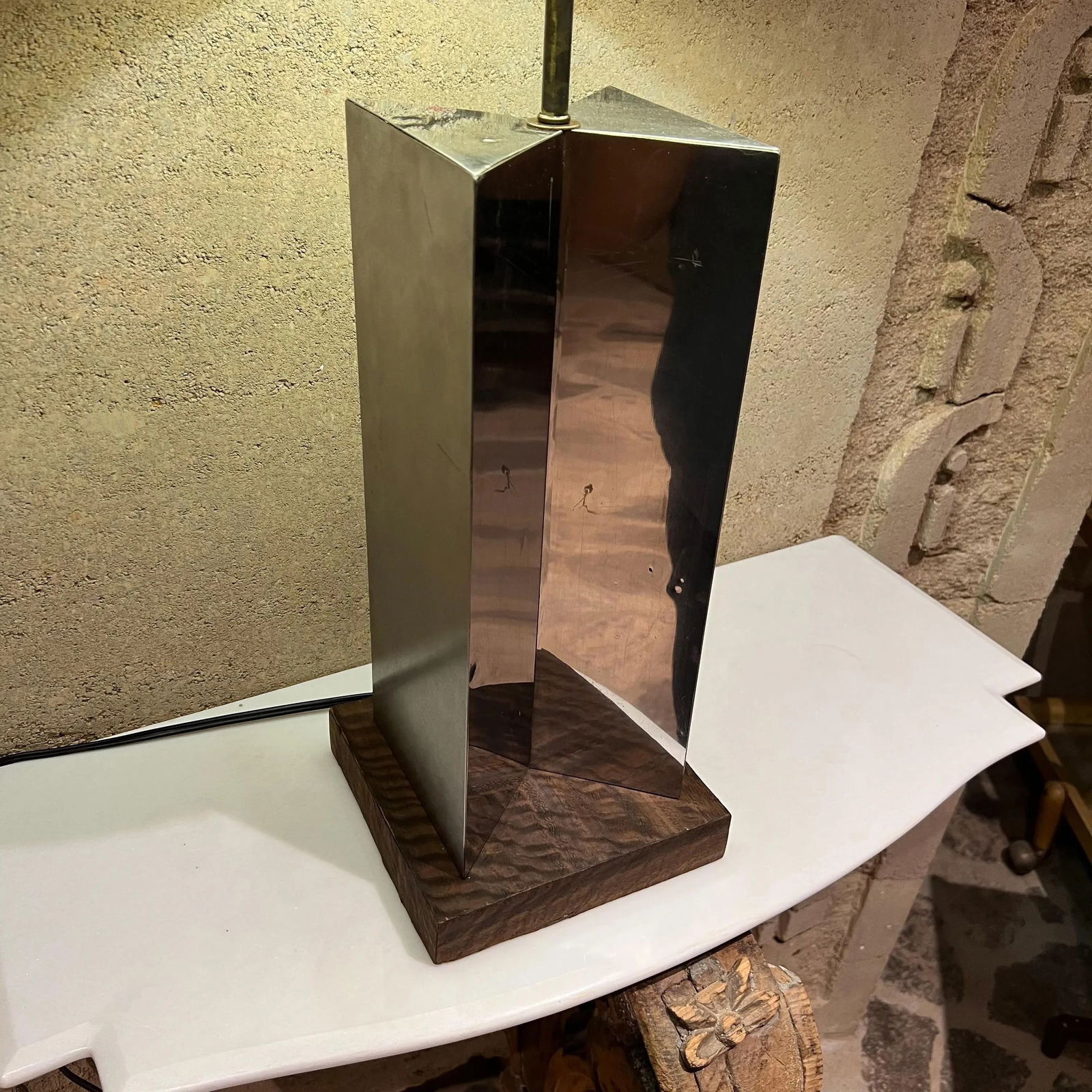 Mid-Century Geometric Modern Chrome Table Lamp Style of Paul Evans - 7