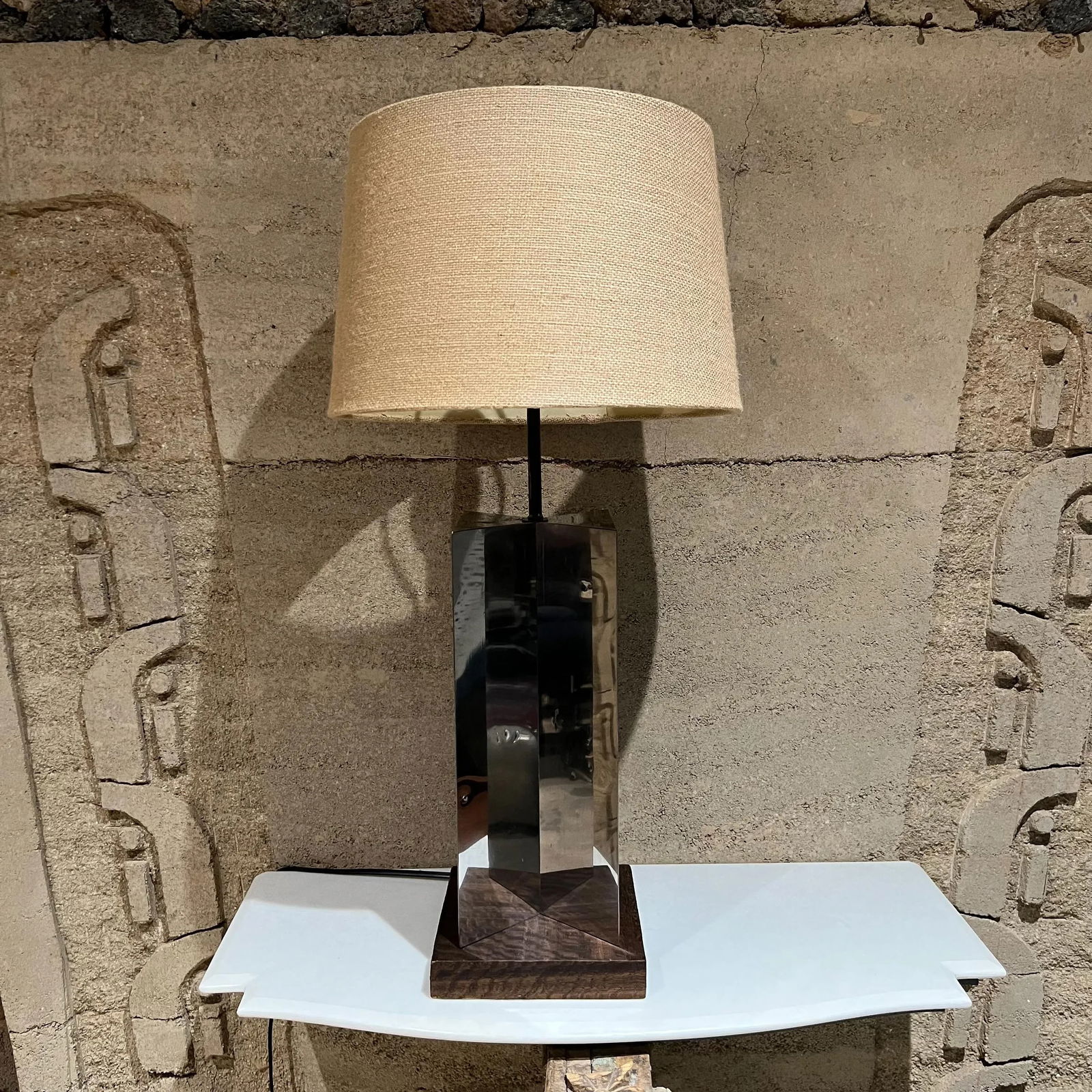 Mid-Century Geometric Modern Chrome Table Lamp Style of Paul Evans - 8