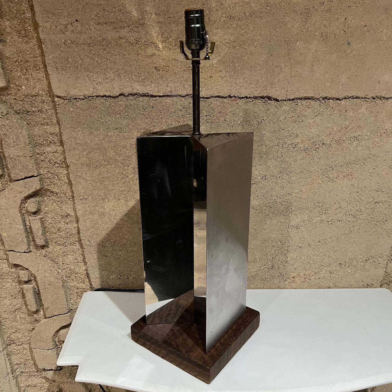 Mid-Century Geometric Modern Chrome Table Lamp Style of Paul Evans - 9