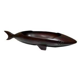 1970s Sculptural Shark Wood Bowl Catch All