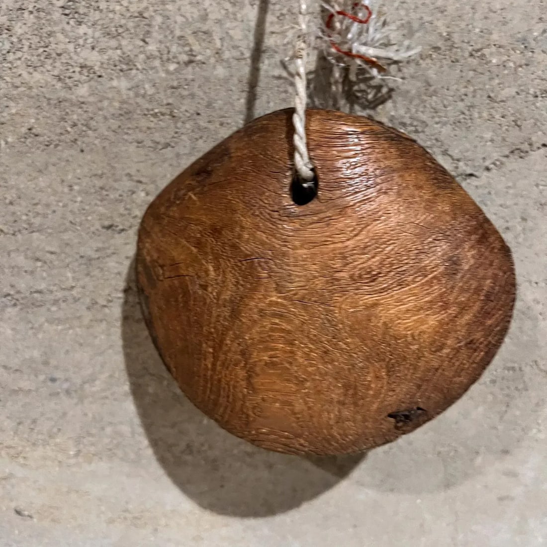 1930s Farmhouse Rustic Cow Bell Solid Oak Wood - 5