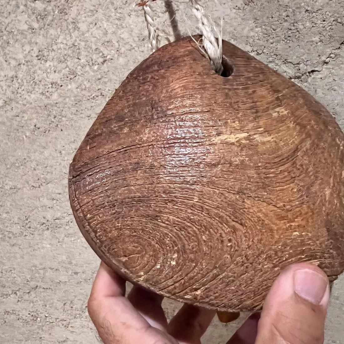 1930s Farmhouse Rustic Cow Bell Solid Oak Wood - 7