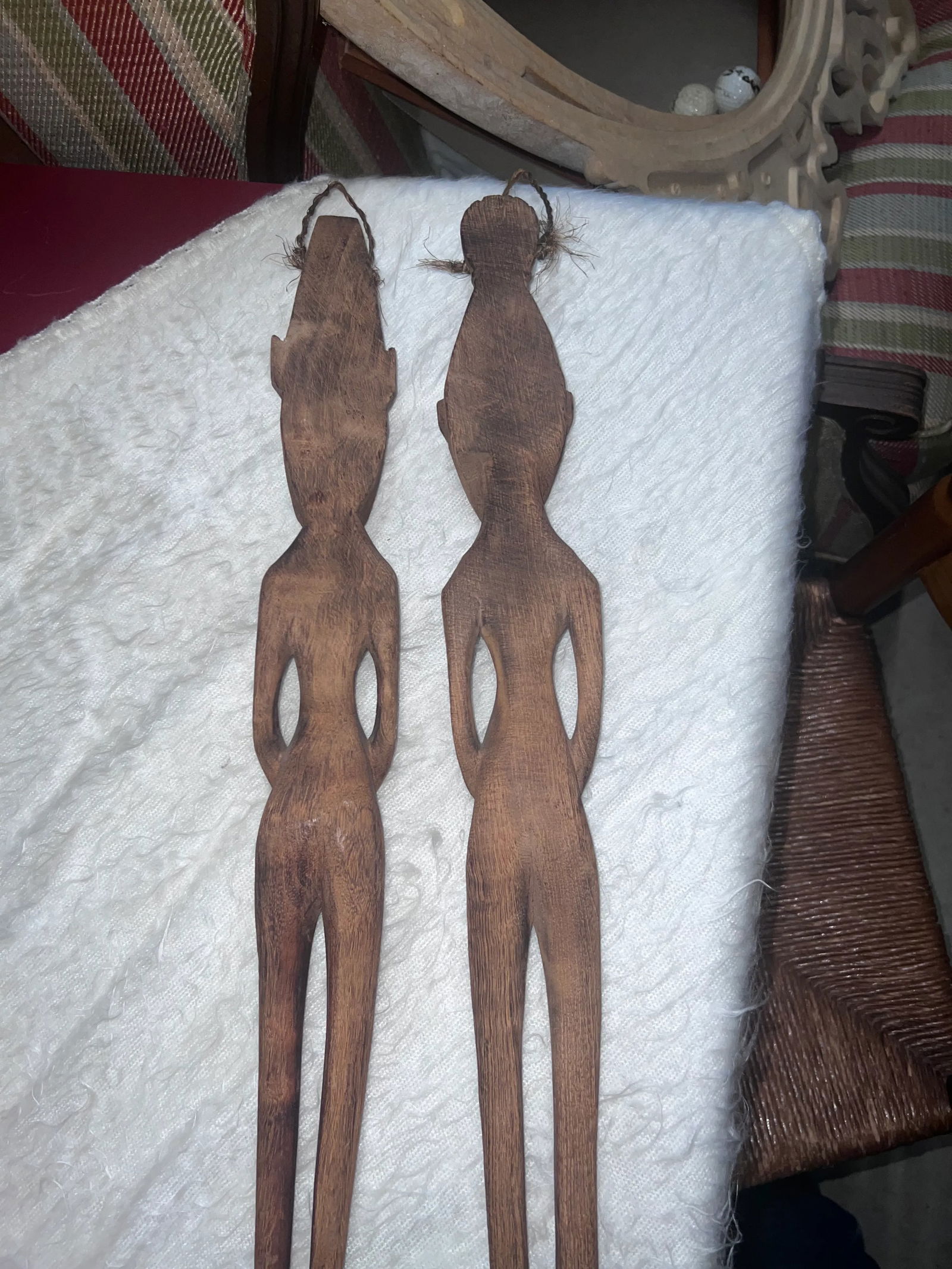 African Carved Spoon and Fork Decor - Set of 2 - 4