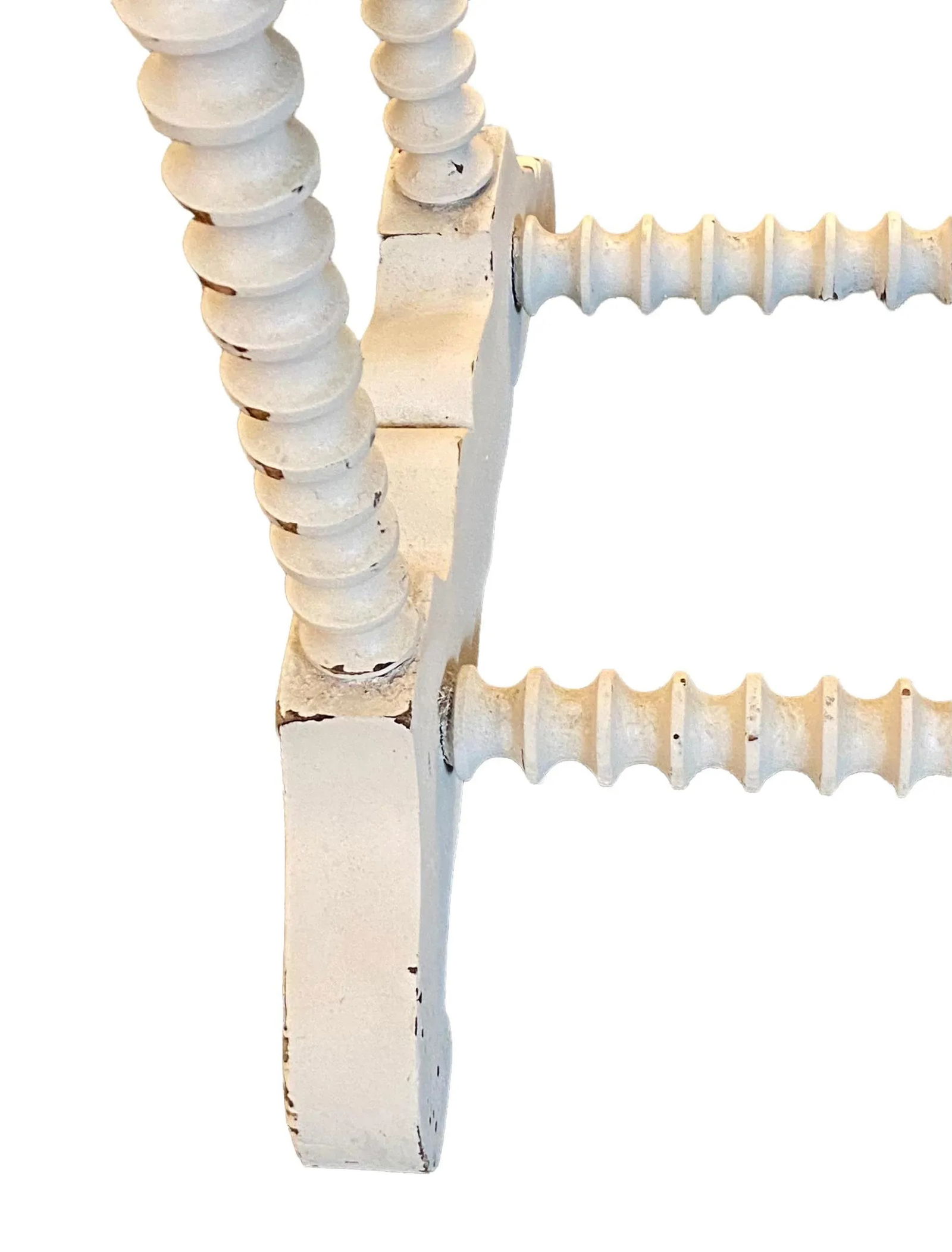 Vintage Shabby Chic White Painted Rectangle Side Table With Spindle Legs - 12