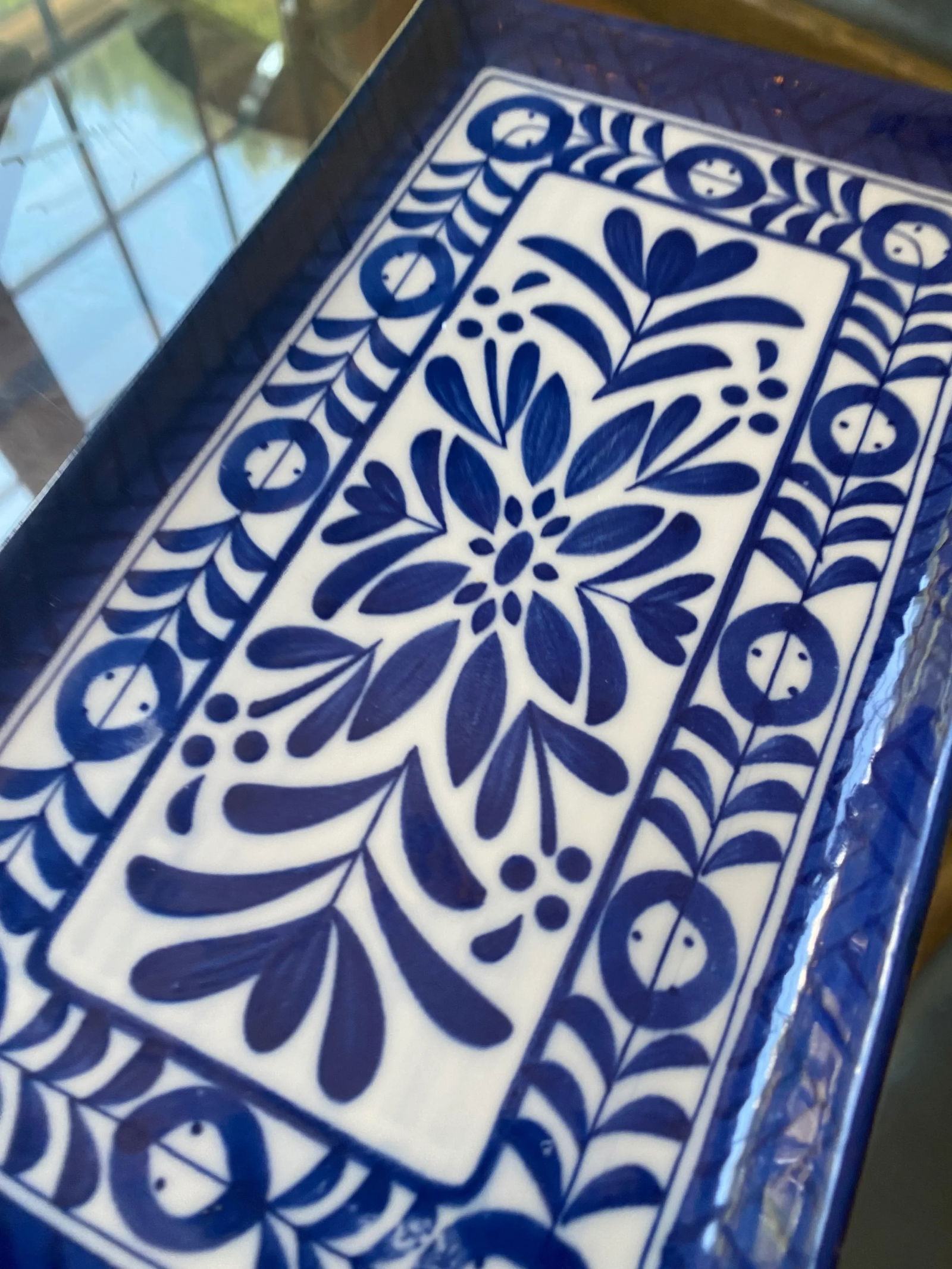 1970s Collection of Blue and White Rectangular Ceramic Dishes- Set of 4 - 4