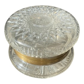 1920s Antique French Cut Crystal Hinged Dresser Box