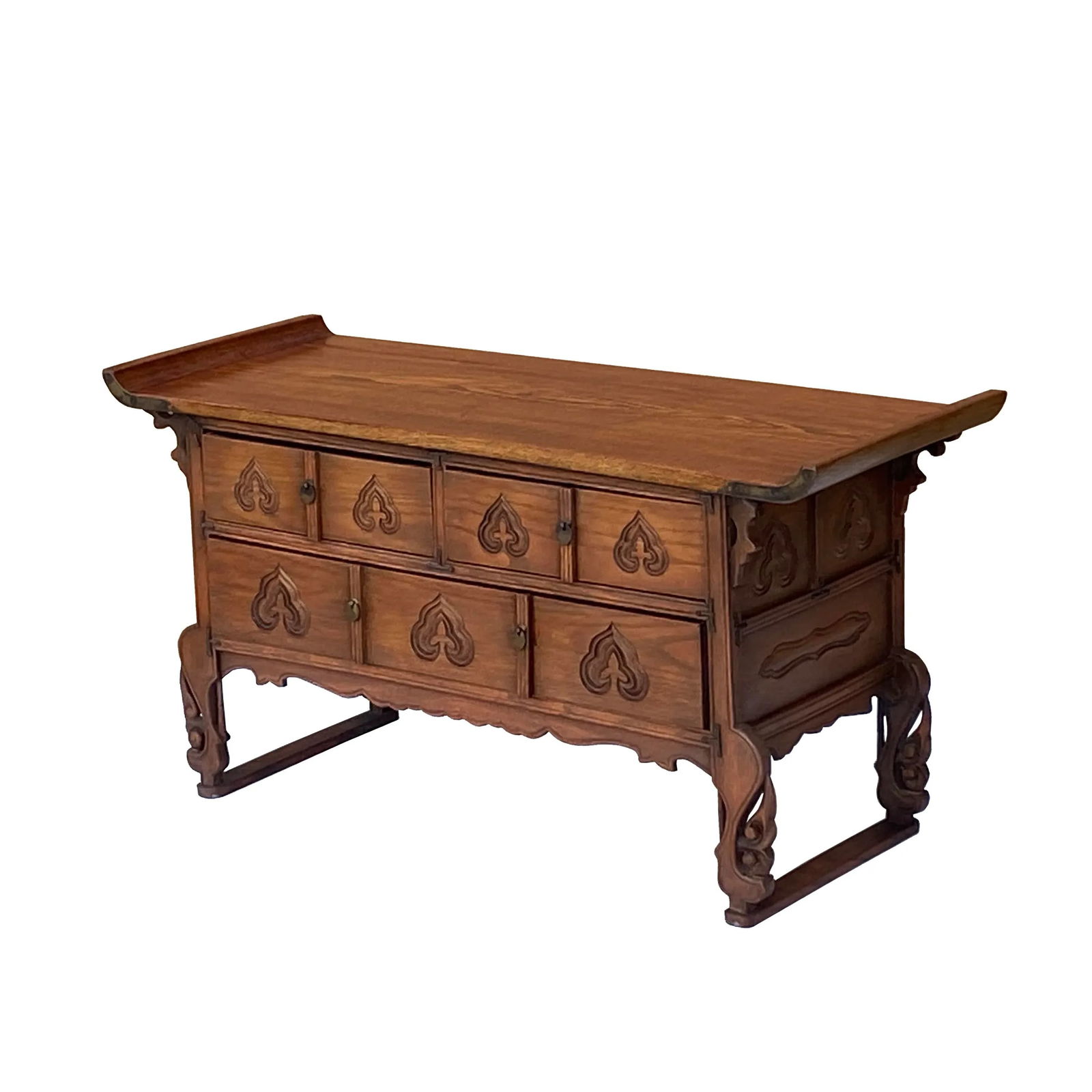 Oriental Asian Point Edge Chest of 3 Drawers Low Table Cabinet - 3