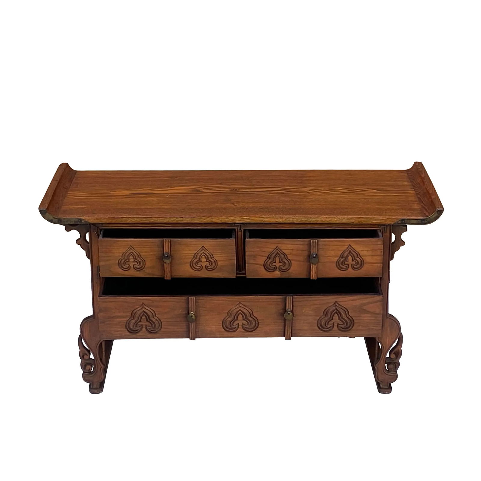 Oriental Asian Point Edge Chest of 3 Drawers Low Table Cabinet - 4