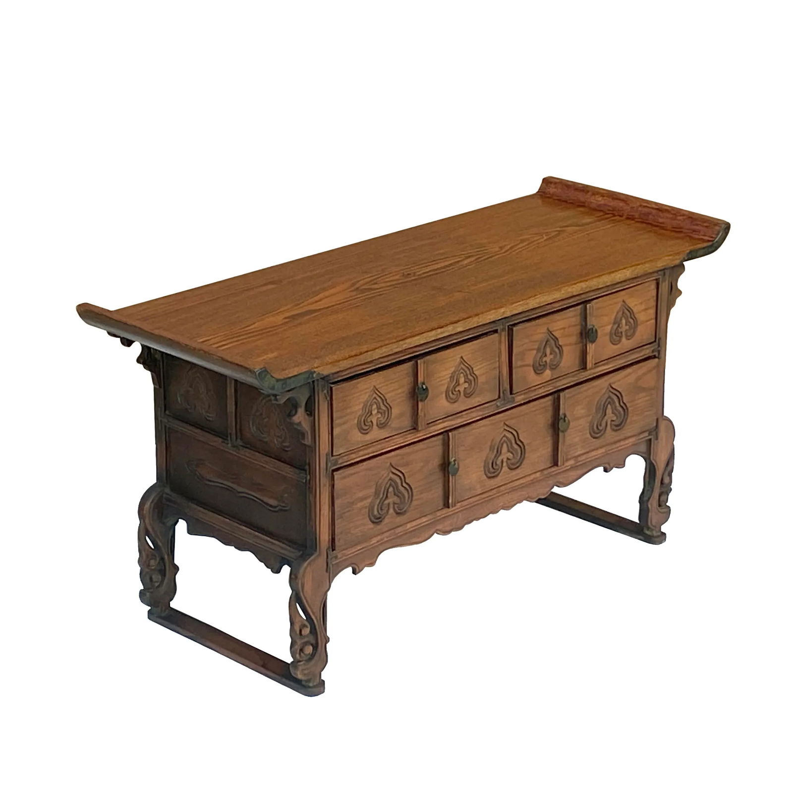 Oriental Asian Point Edge Chest of 3 Drawers Low Table Cabinet - 5