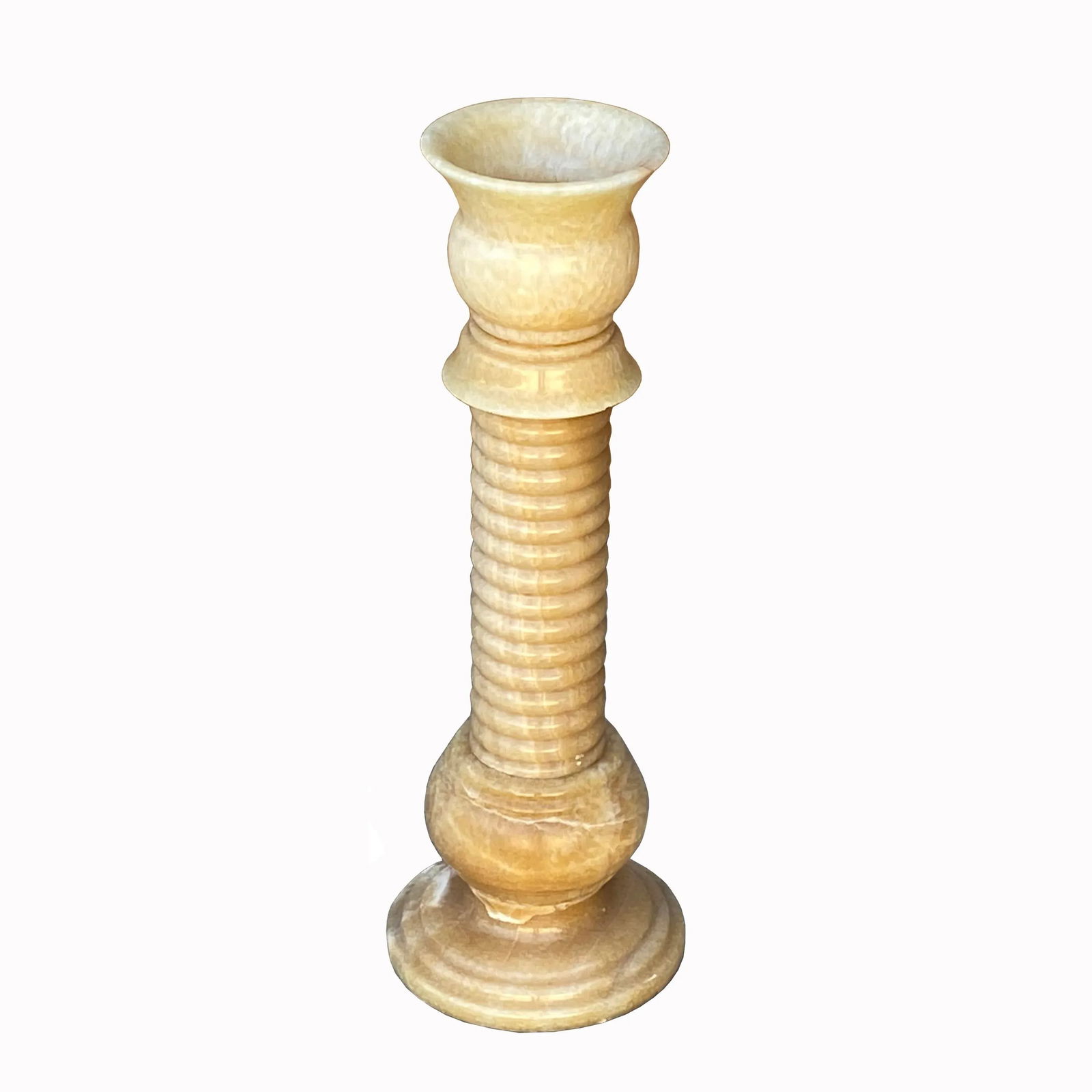Yellow Color Alabaster Stone Column Floor Lamp Display - 2