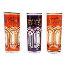 Late 20th Century Glass Candleholder Vases With Moorish Alhambra Design- Set of 3