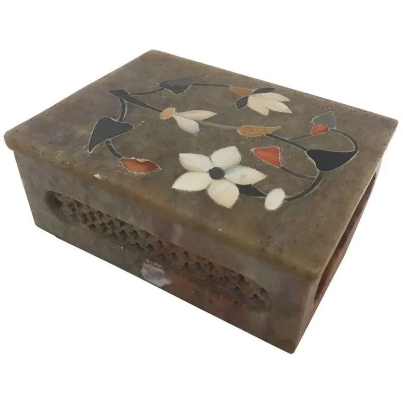 Anglo-Raj Marble Inlay Box Pietra Dura Censor - 11