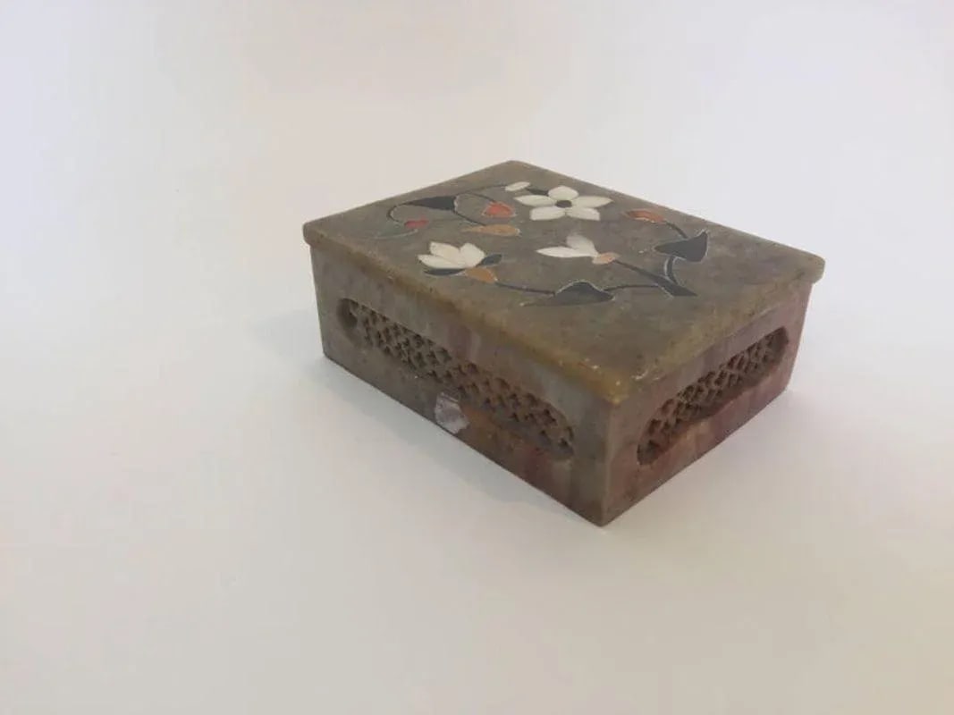 Anglo-Raj Marble Inlay Box Pietra Dura Censor - 3