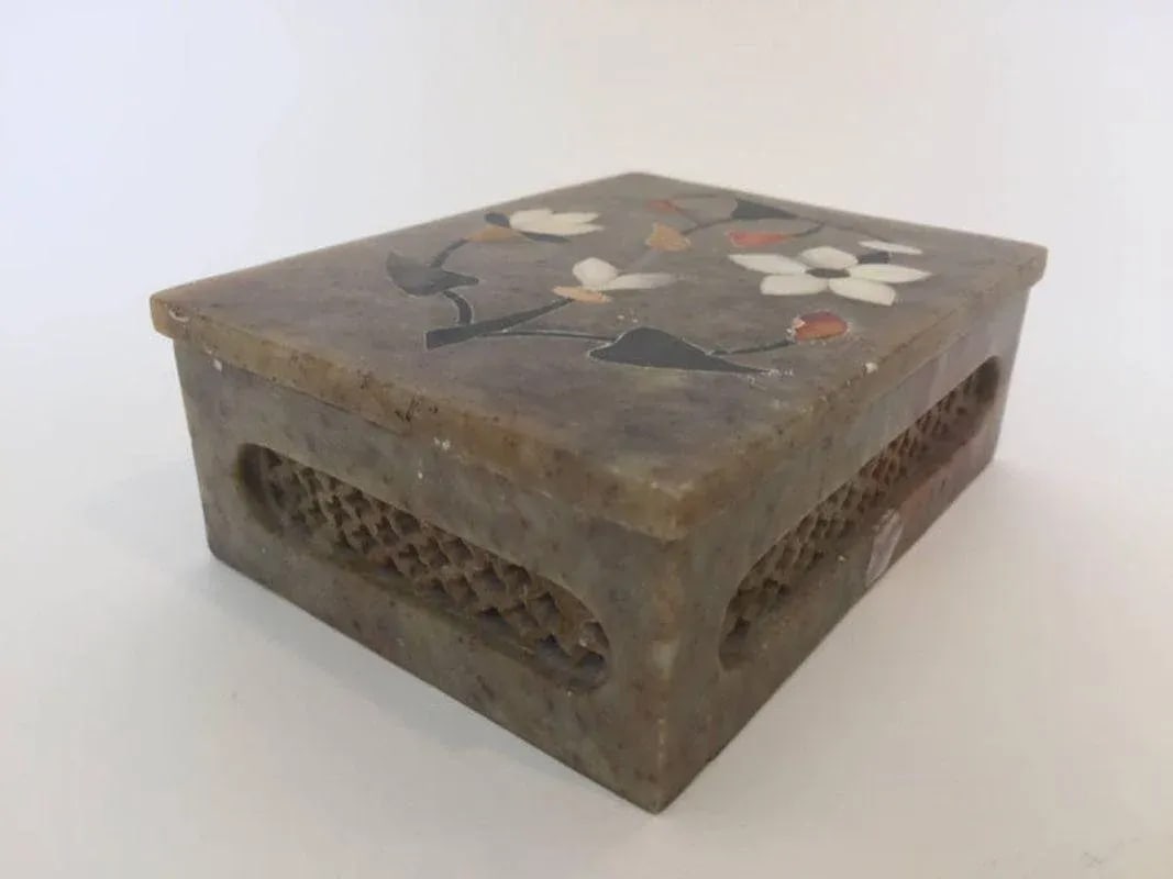 Anglo-Raj Marble Inlay Box Pietra Dura Censor - 5