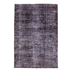 1960s Vintage Persian Distressed Handmade All-Over Brown Wool Rug