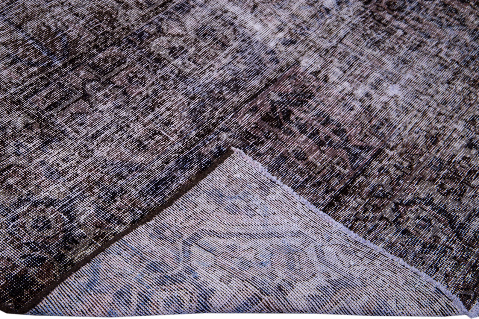 1960s Vintage Persian Distressed Handmade All-Over Brown Wool Rug - 2