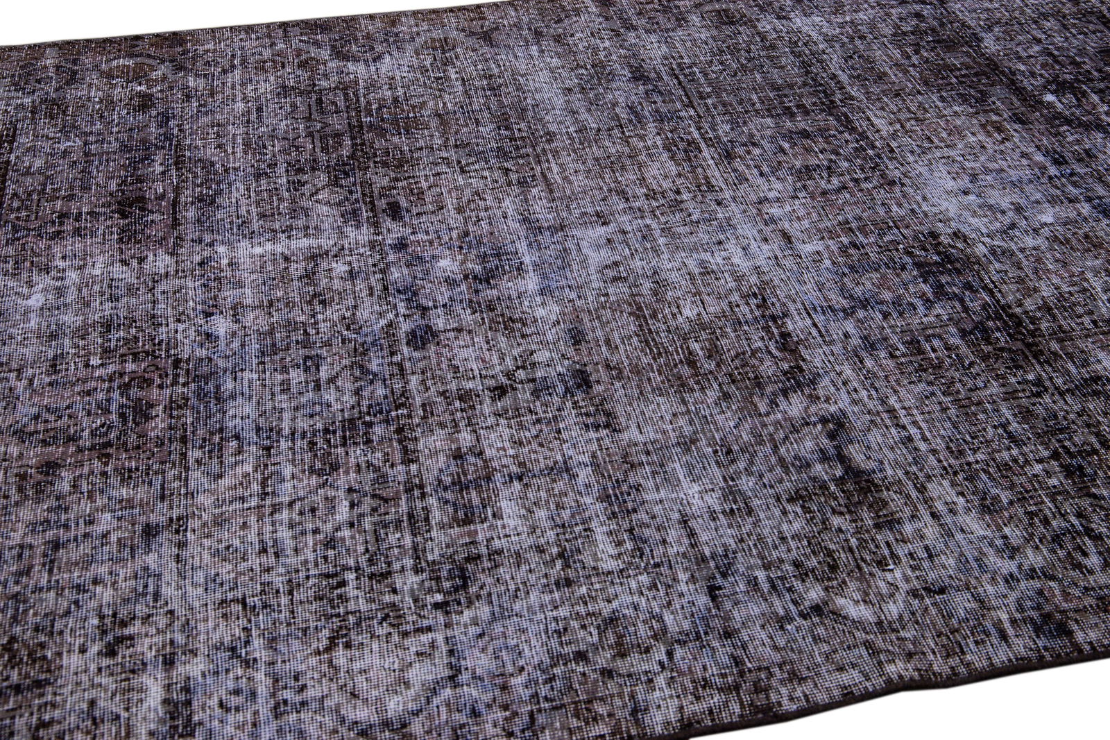 1960s Vintage Persian Distressed Handmade All-Over Brown Wool Rug - 5