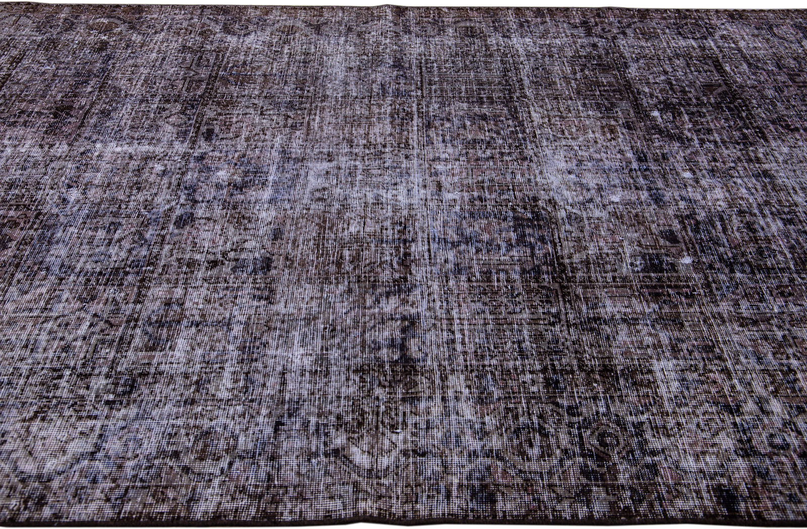1960s Vintage Persian Distressed Handmade All-Over Brown Wool Rug - 6