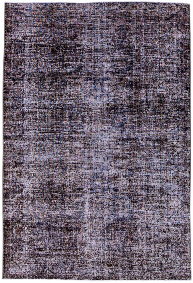 1960s Vintage Persian Distressed Handmade All-Over Brown Wool Rug - 7